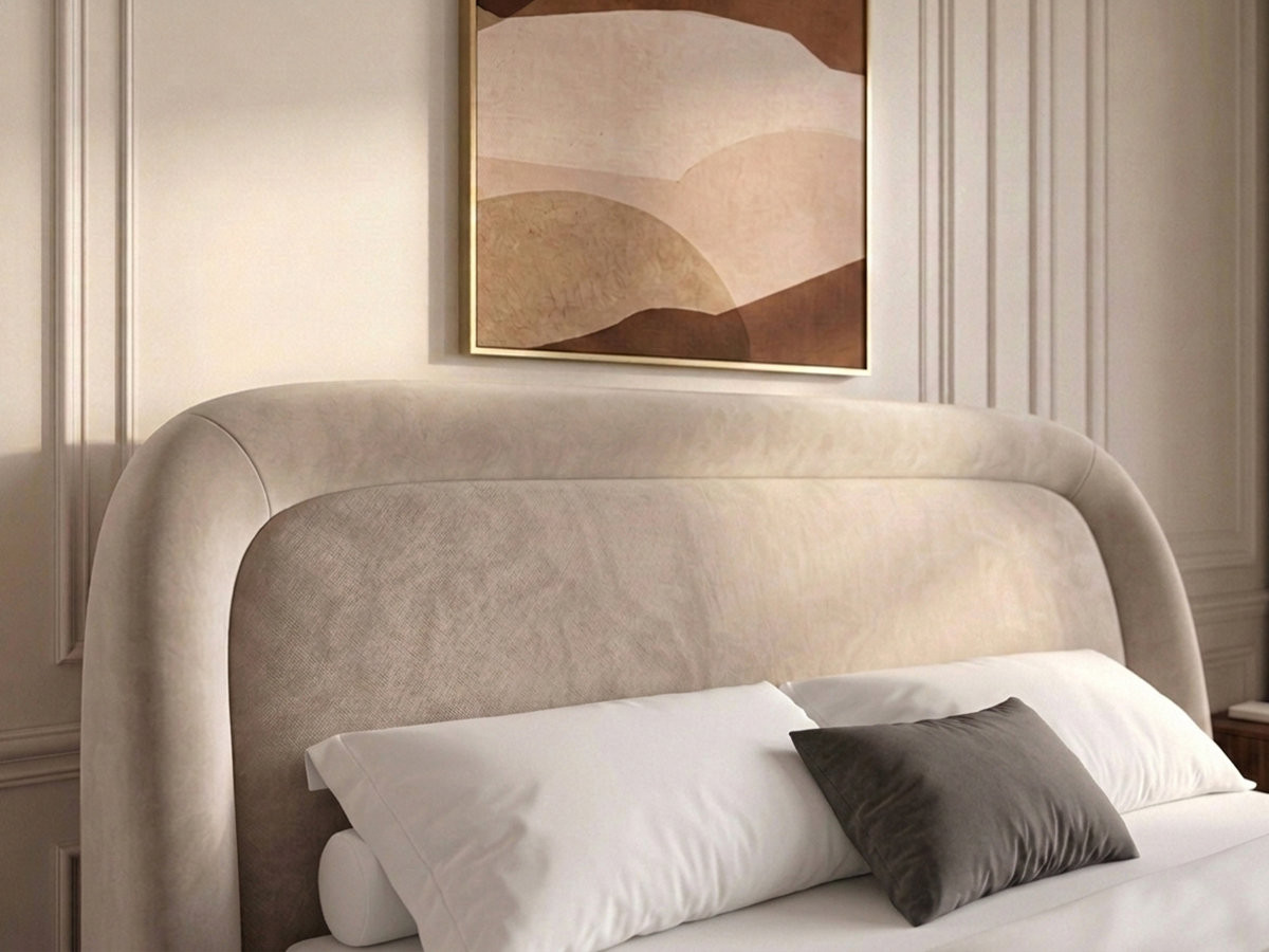 Lit coffre SAM velours lisse beige — vue 5