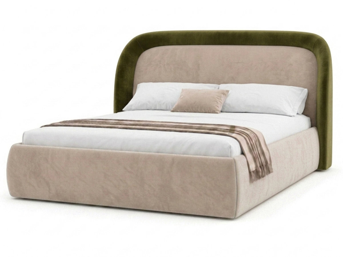 lit coffre sam tissu velours lisse de couleur vert
