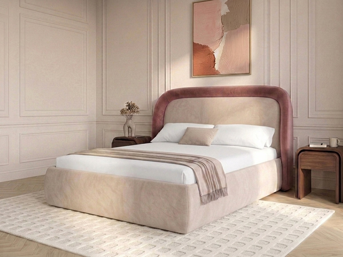 Lit coffre SAM tissu velours lisse