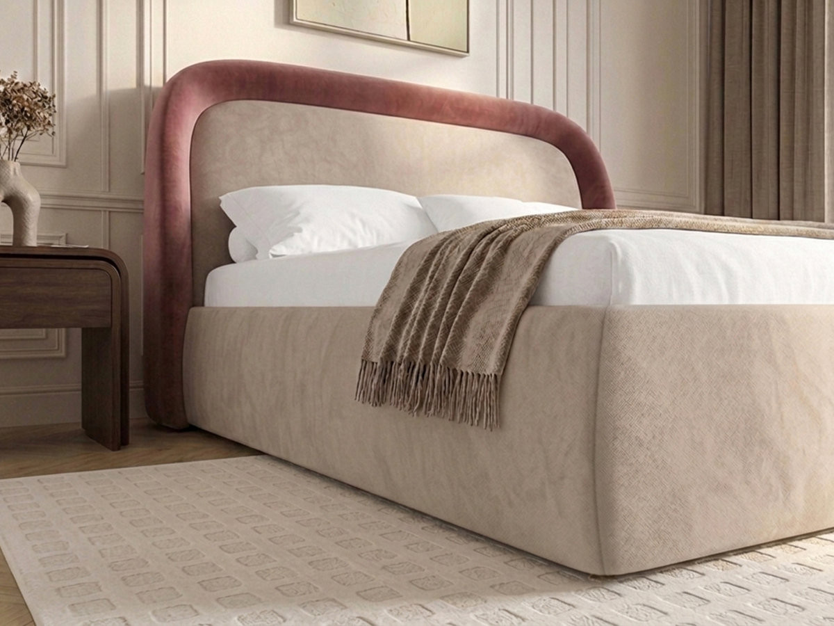 Lit coffre SAM tissu velours lisse