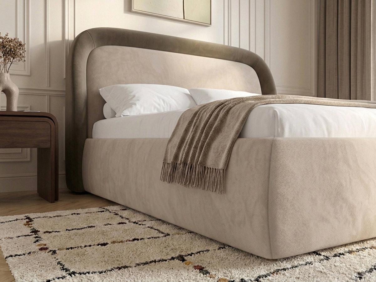 Lit coffre SAM tissu velours lisse