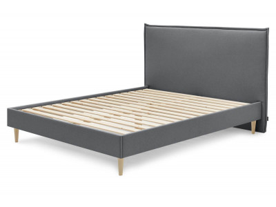 Lit SARY avec lattes massives pieds en bois naturel