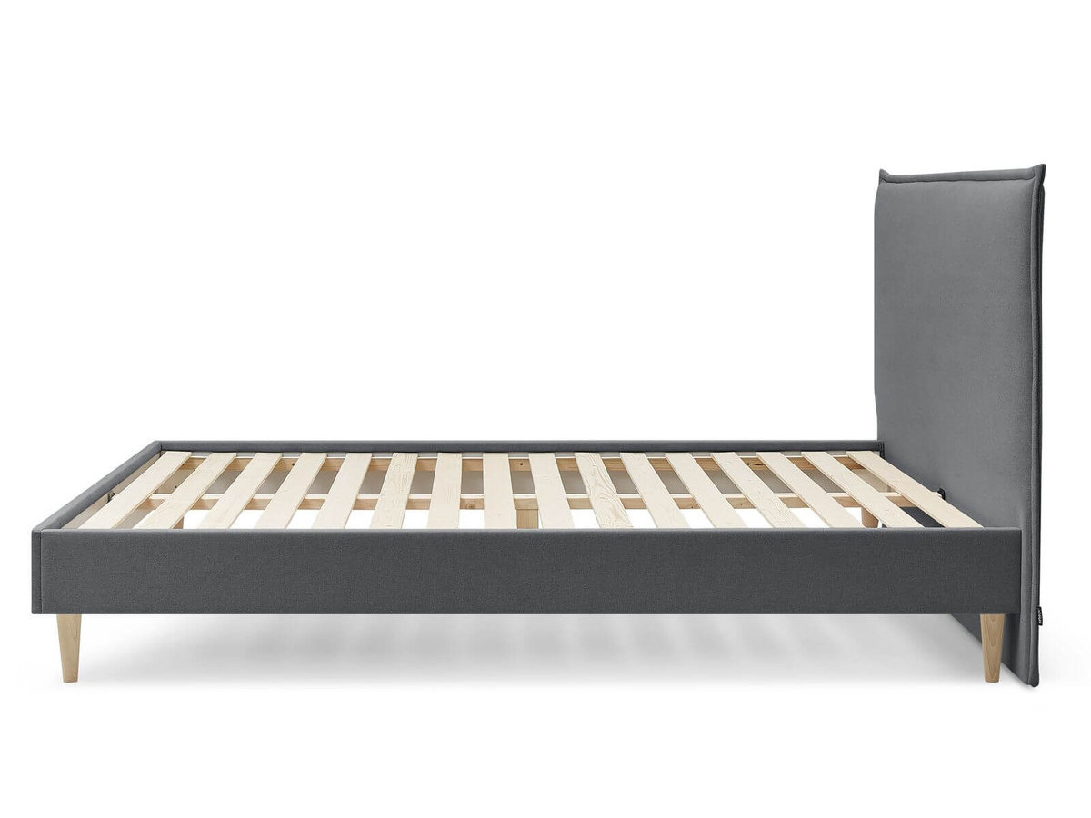 Lit SARY avec lattes massives pieds en bois naturel anthracite — vue 6