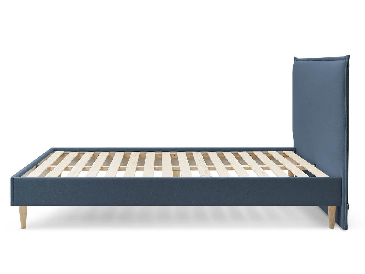 Lit SARY avec lattes massives pieds en bois naturel bleu — vue 6