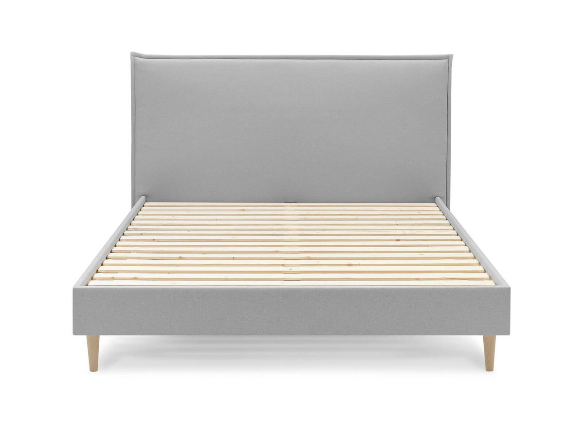Lit SARY avec lattes massives pieds en bois naturel gris — vue 5