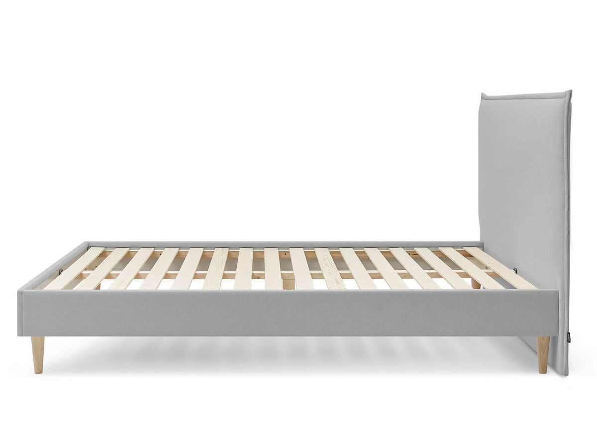Lit SARY avec lattes massives pieds en bois naturel gris — vue 6