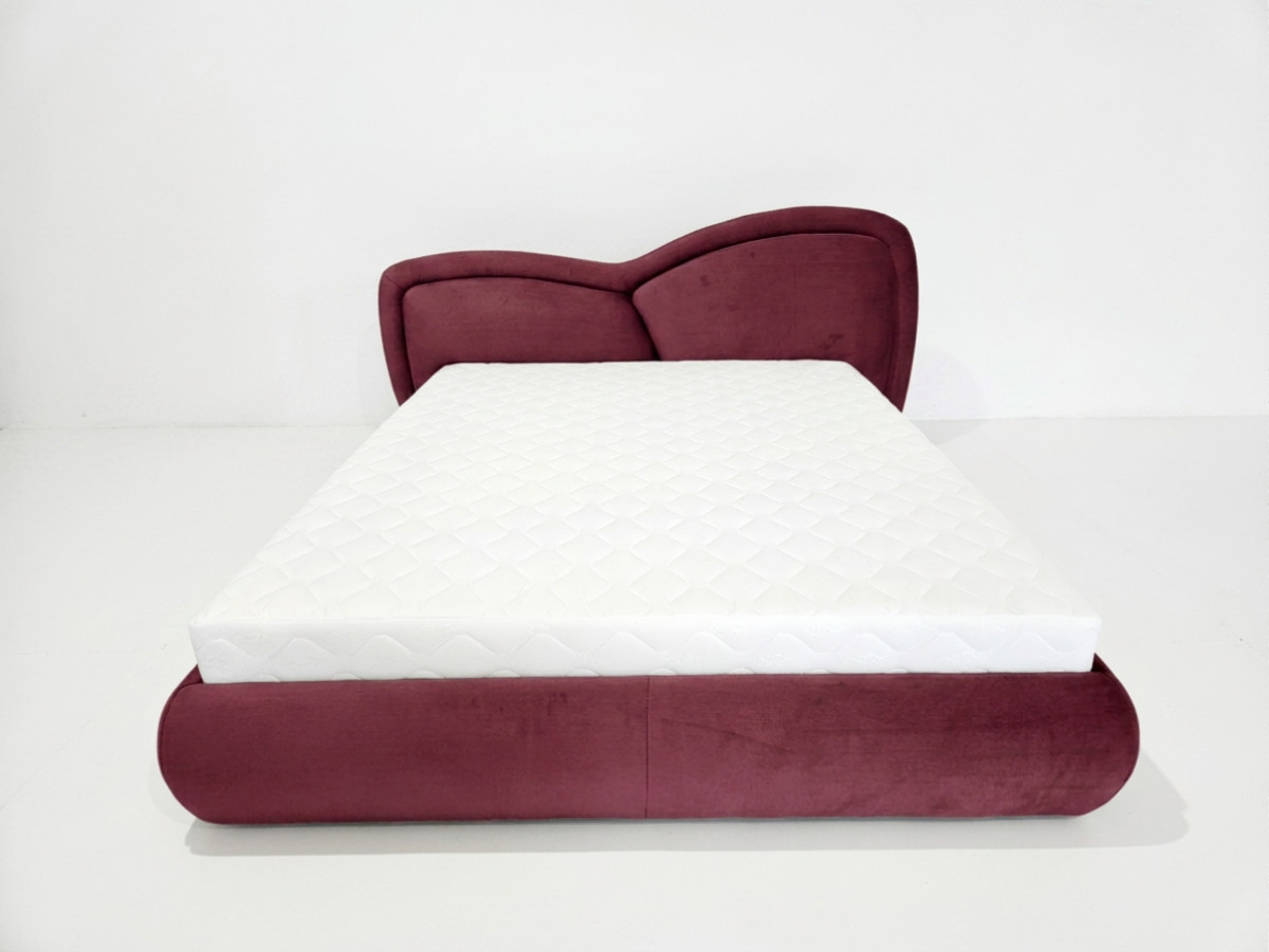 Lit bas DANIELA velours lisse rouge — vue 6