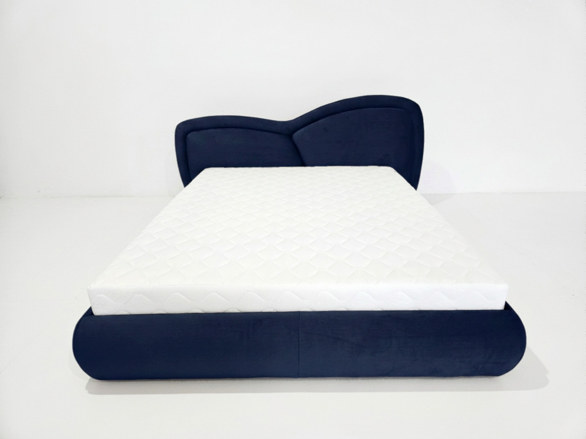 Lit bas DANIELA velours lisse bleu — vue 6