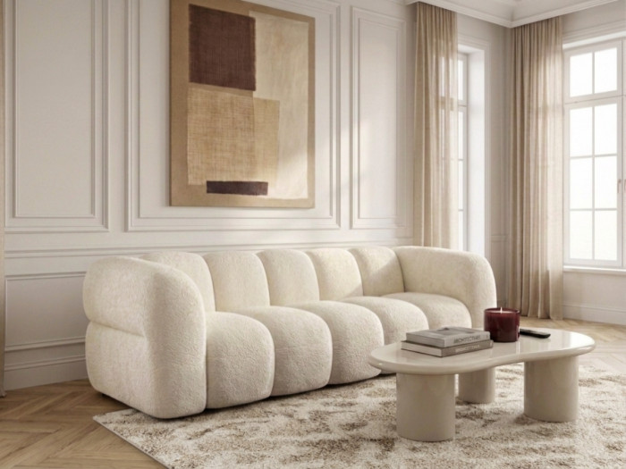 Canapé droit fixe 3 places CURVY tissu chenille