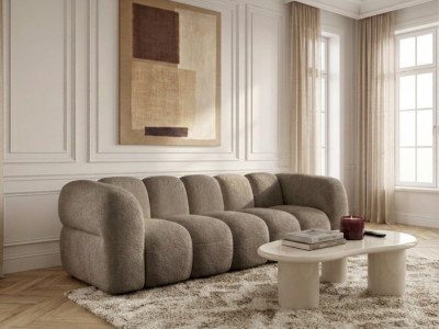 Canapé droit fixe 3 places CURVY tissu chenille