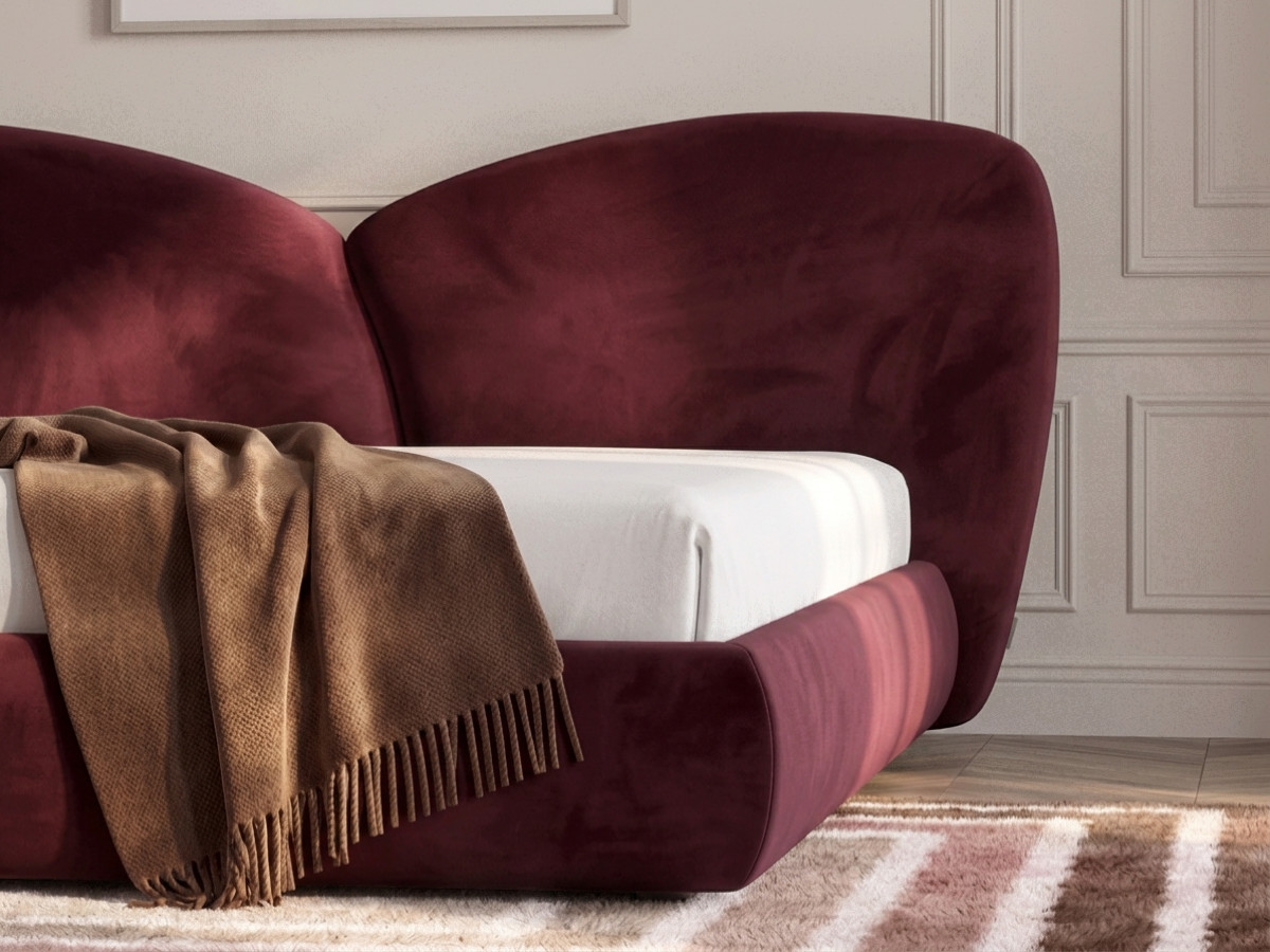 Lit bas DANAE velours lisse rouge — vue 4