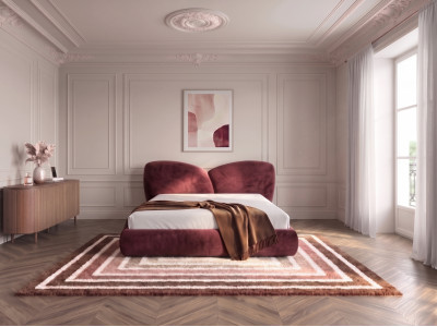 Lit bas DANAE tissu velours lisse