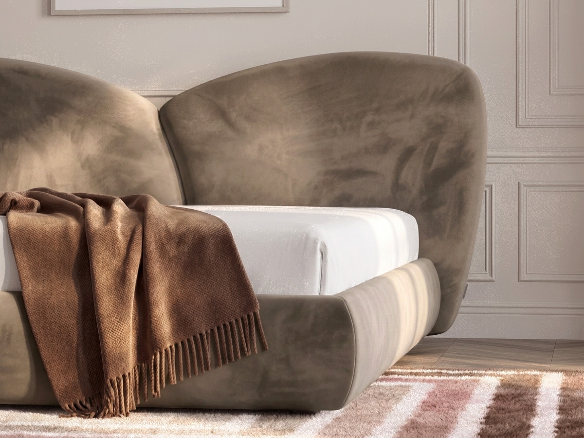 Lit bas DANAE velours lisse taupe — vue 5