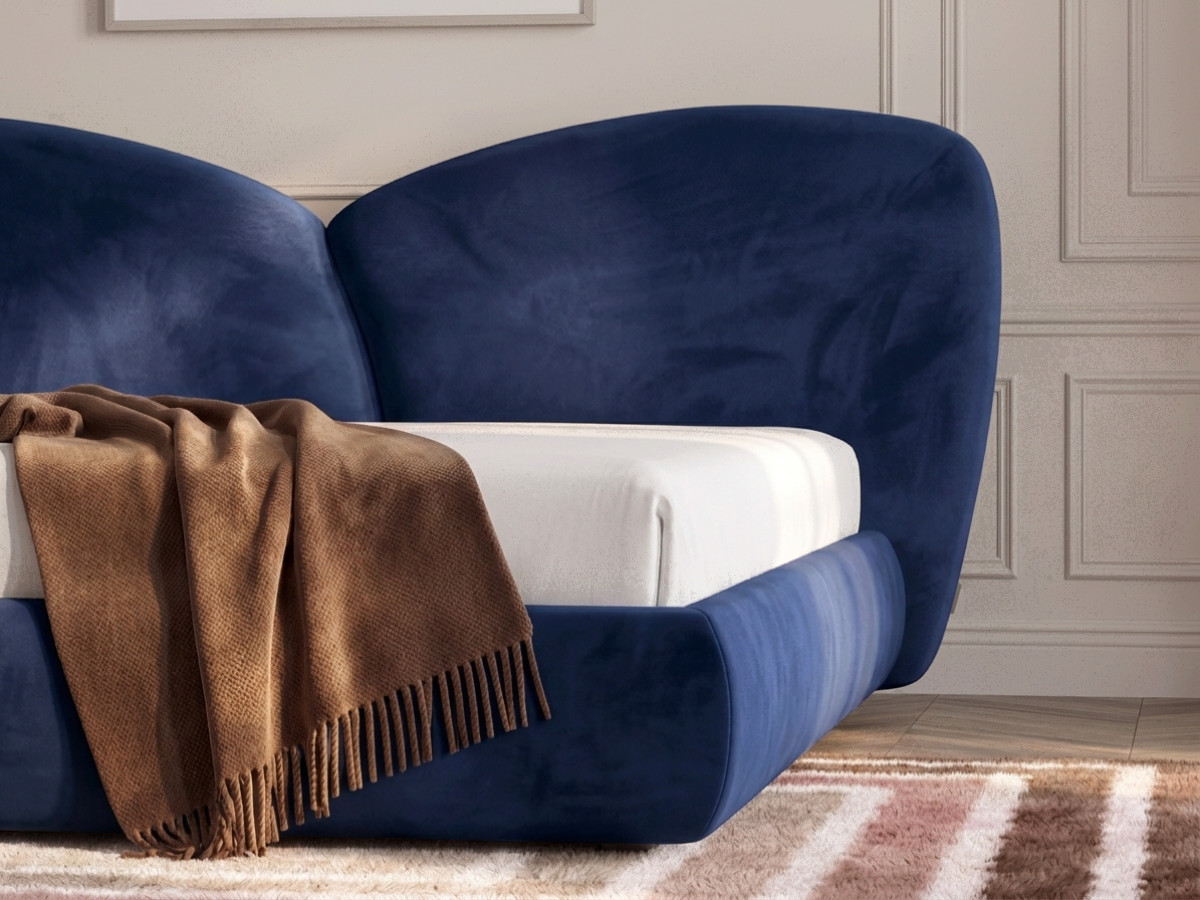 Lit bas DANAE velours lisse bleu — vue 5