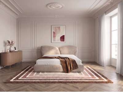 Lit bas DANAE tissu velours lisse