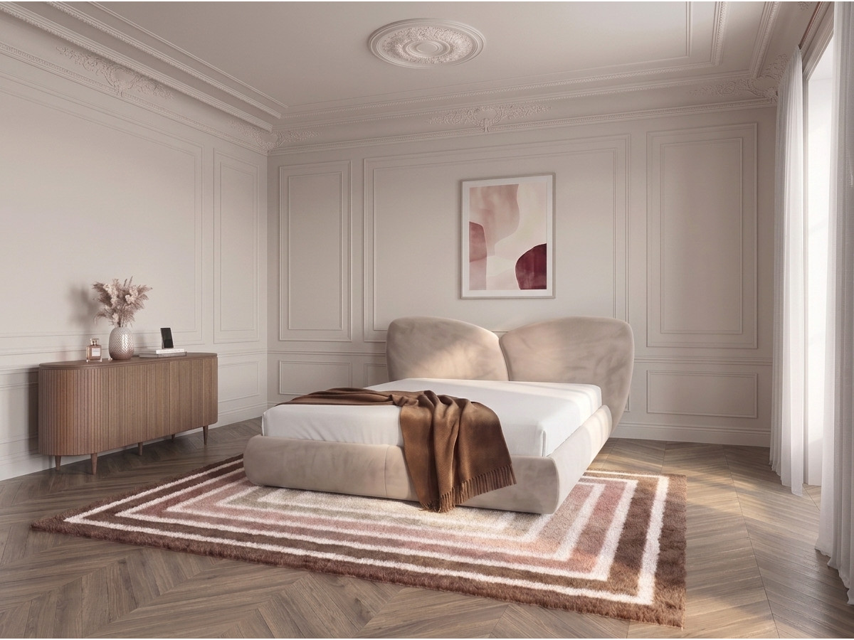 Lit bas DANAE velours lisse beige — vue 4