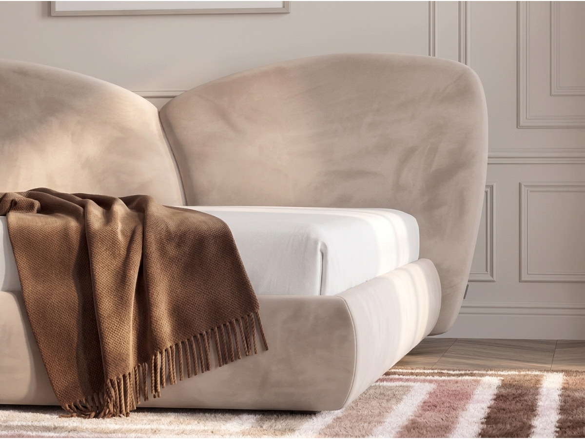 Lit bas DANAE velours lisse beige — vue 5