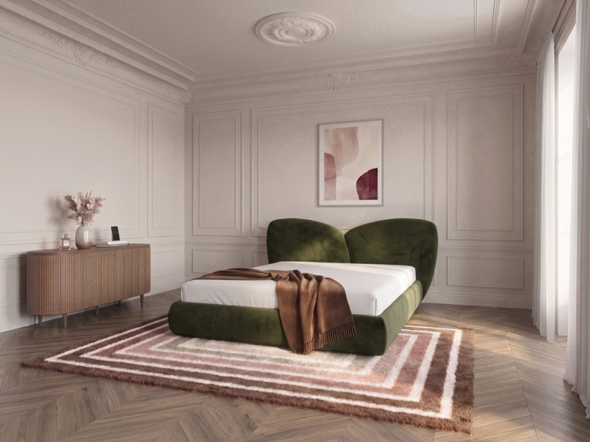 Lit bas DANAE velours lisse vert — vue 4