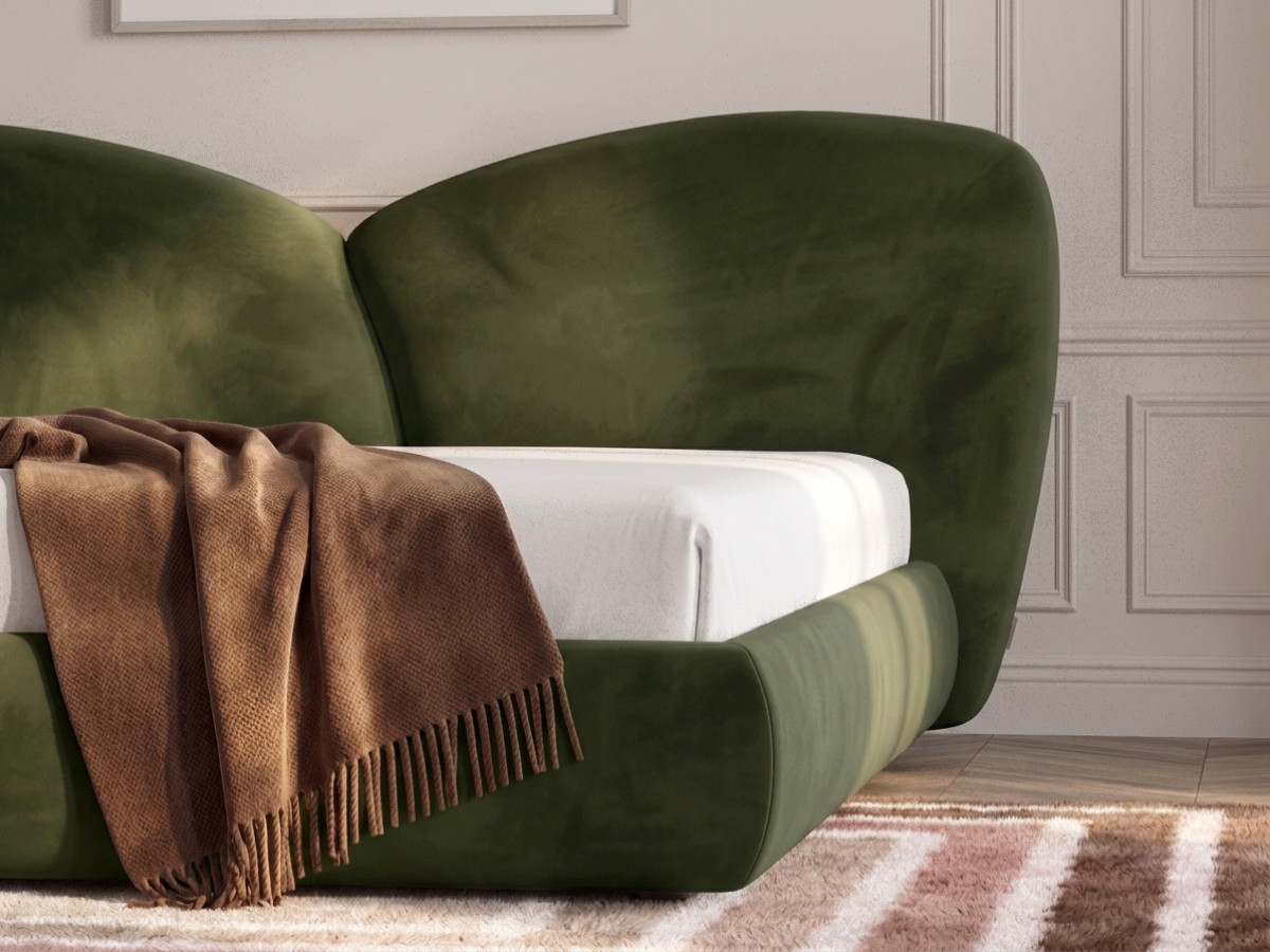 Lit bas DANAE velours lisse vert — vue 5
