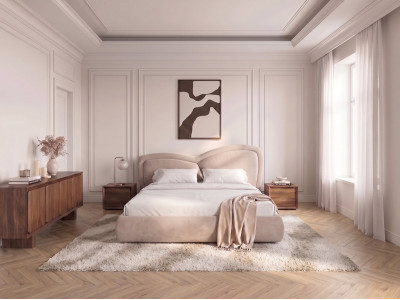 Lit bas DANIELA tissu velours lisse