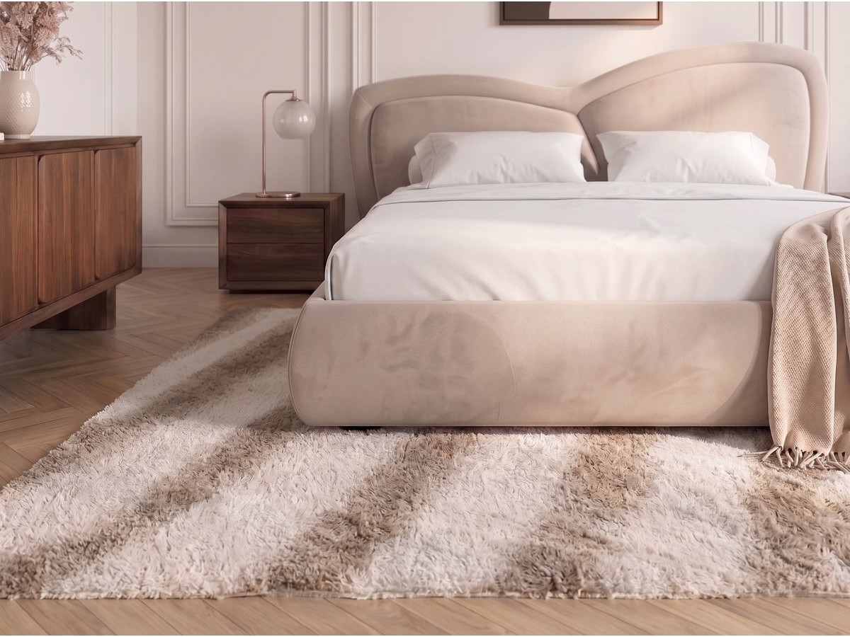 Lit bas DANIELA velours lisse beige — vue 5