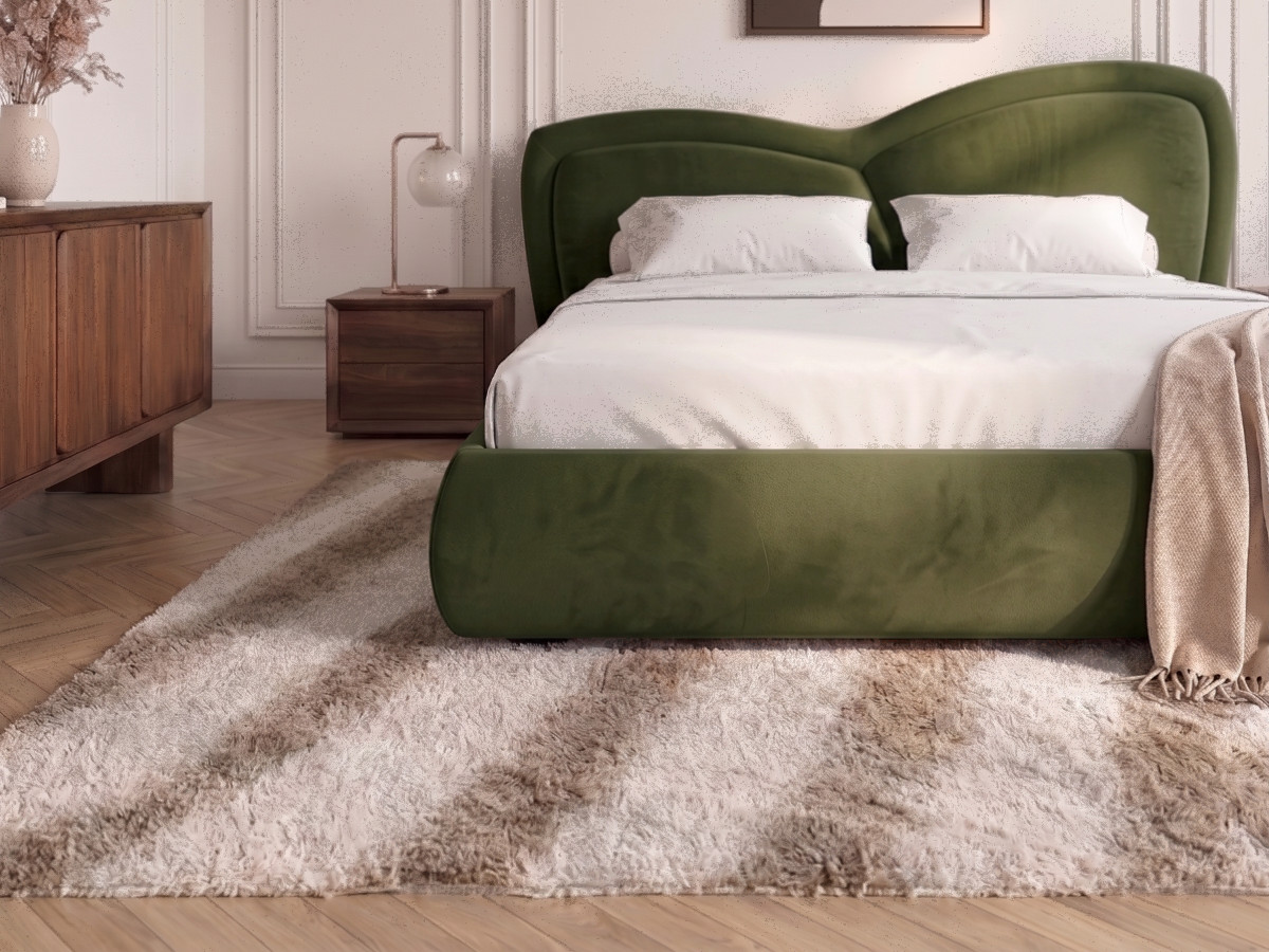 Lit bas DANIELA velours lisse vert — vue 5