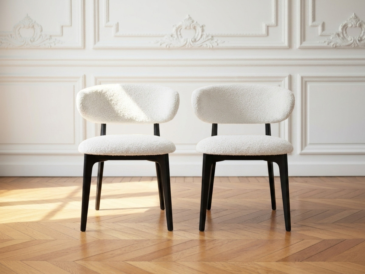 Set van 2 stoelen van beukenhout ROSINE bouclé stof