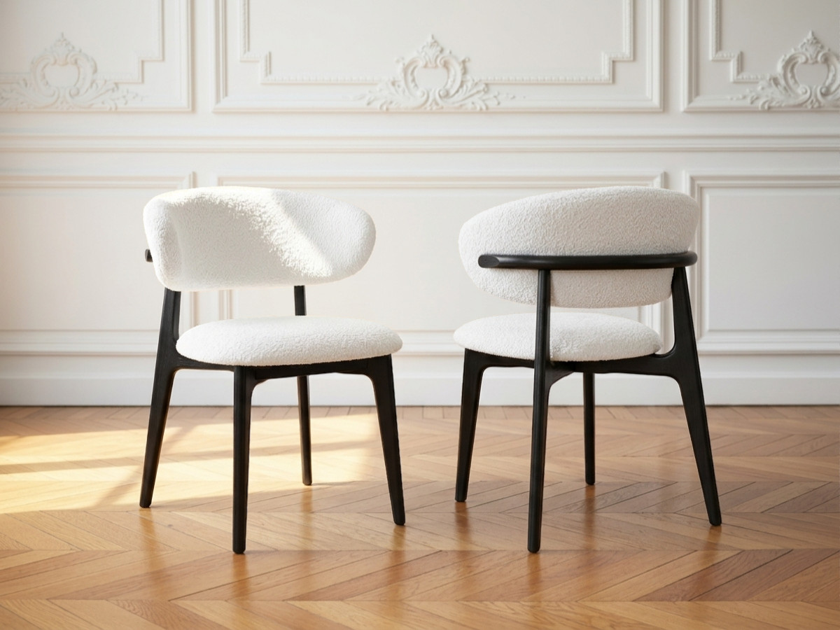 Set van 2 stoelen van beukenhout ROSINE bouclé stof