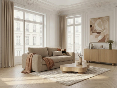 Canapé droit convertible ouverture express 3 places ARCHI tissu velours côtelé
