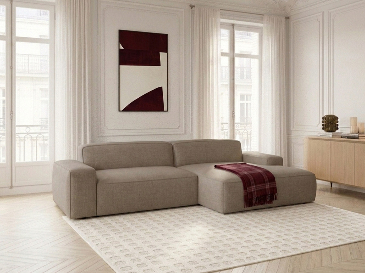 Canapé d'angle convertible avance-recule électrique ABEL chiné taupe — vue 5