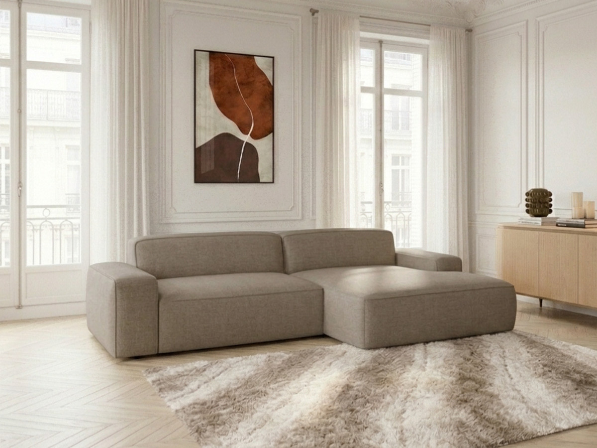 Canapé d'angle convertible avance-recule électrique ABEL tissu chiné