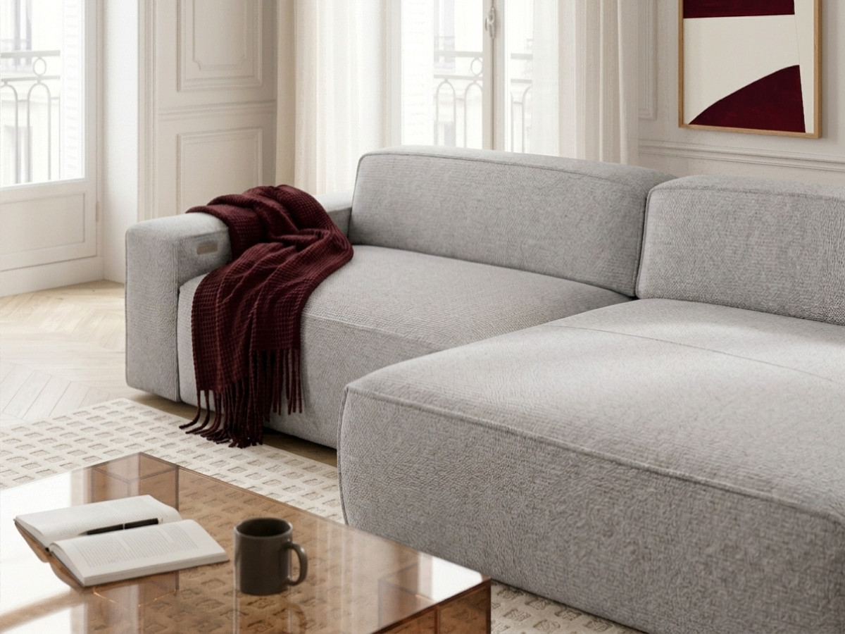 Canapé d'angle convertible avance-recule électrique ABEL chiné gris — vue 5