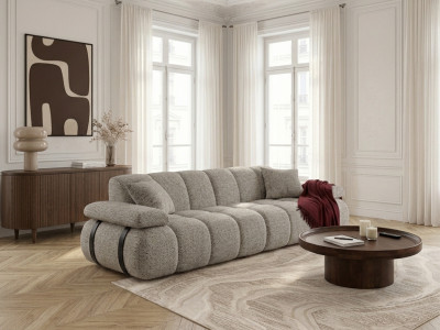 Canapé droit 4 places avec dossier rétractable RIVOLI tissu chiné