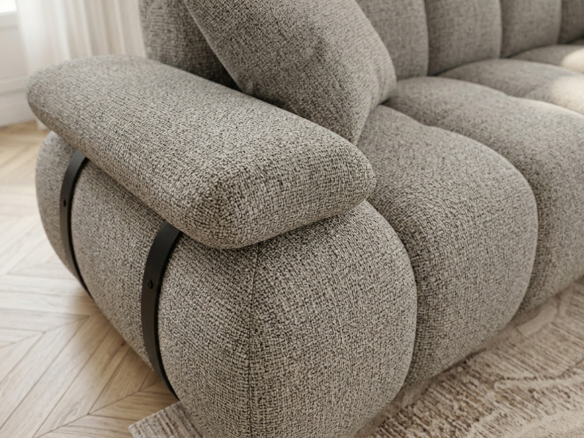 Canapé droit 4 places avec dossier rétractable RIVOLI tissu chiné