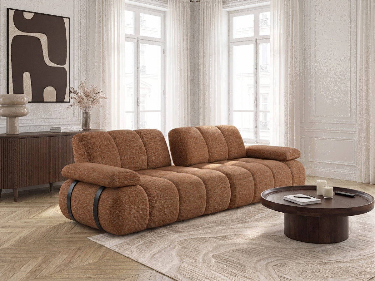 Canapé droit 4 places avec dossier rétractable RIVOLI tissu chiné