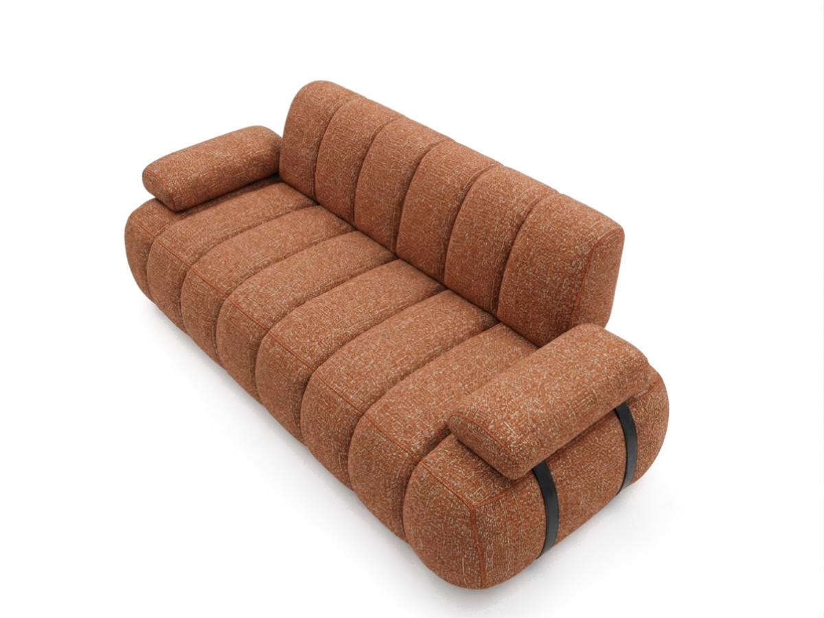 Canapé droit 4 places avec dossier rétractable RIVOLI tissu chiné