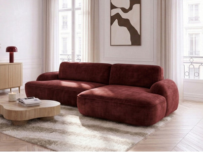 Canapé d'angle convertible CELESTE tissu lisse