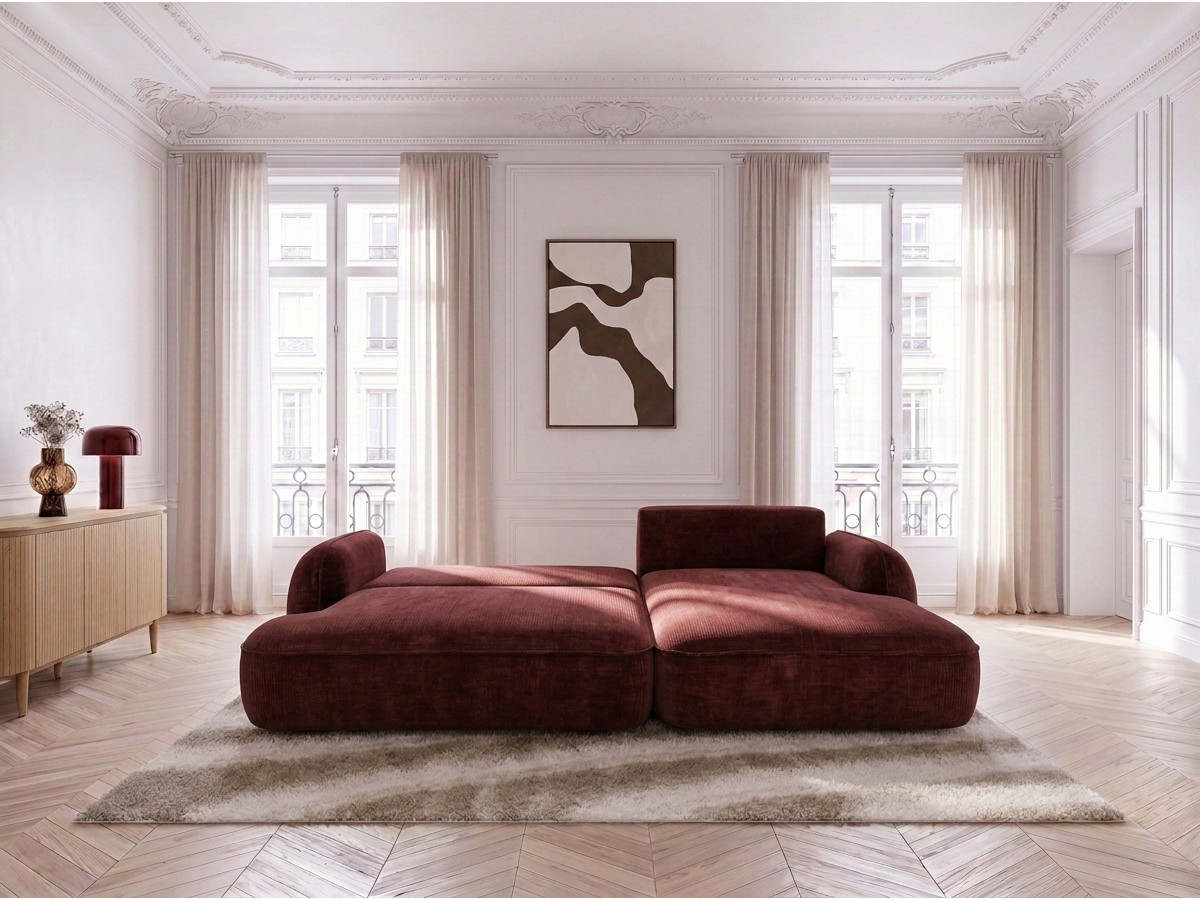 Canapé d'angle convertible CELESTE lisse rouge — vue 5