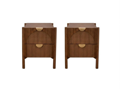 Lot de 2 chevets 2 tiroirs LOLA plaqué frêne