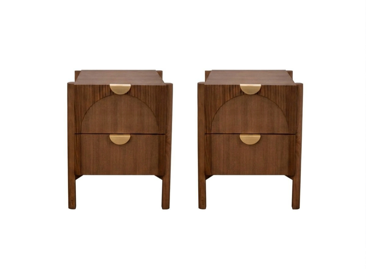 Lot de 2 chevets 2 tiroirs LOLA plaqué frêne