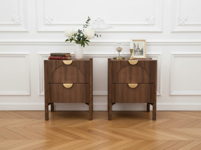 Lot de 2 chevets 2 tiroirs LOLA plaqué frêne