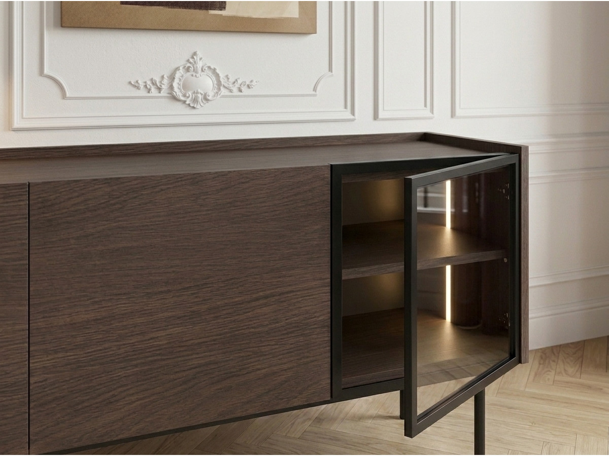 Meuble TV 4 portes 220 cm AURORA avec LEDS