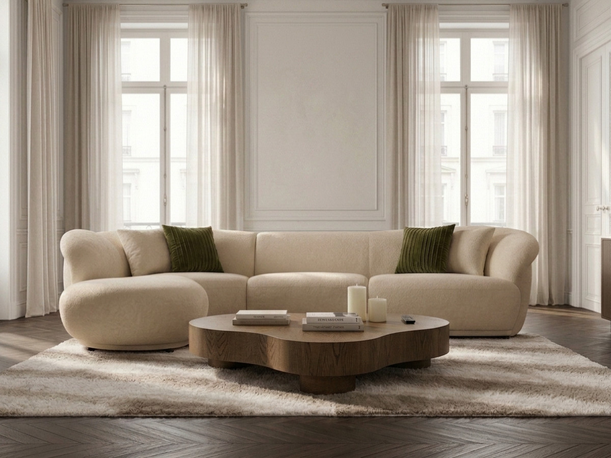 Canapé d'angle NORA chenille beige — vue 6