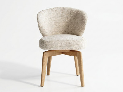 Lot de 2 chaises pivotantes ANNE placage chêne massif et tissu texturé