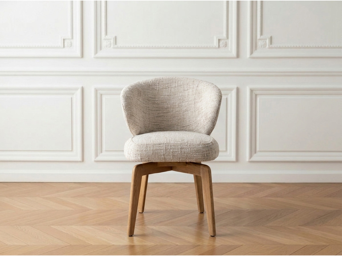 Set van 2 draaistoelen ANNE massief eiken fineer en structuurstof