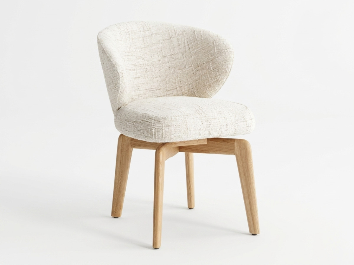 Set van 2 draaistoelen ANNE massief eiken fineer en structuurstof
