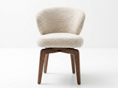 Lot de 2 chaises pivotantes ANNE placage chêne massif et tissu texturé