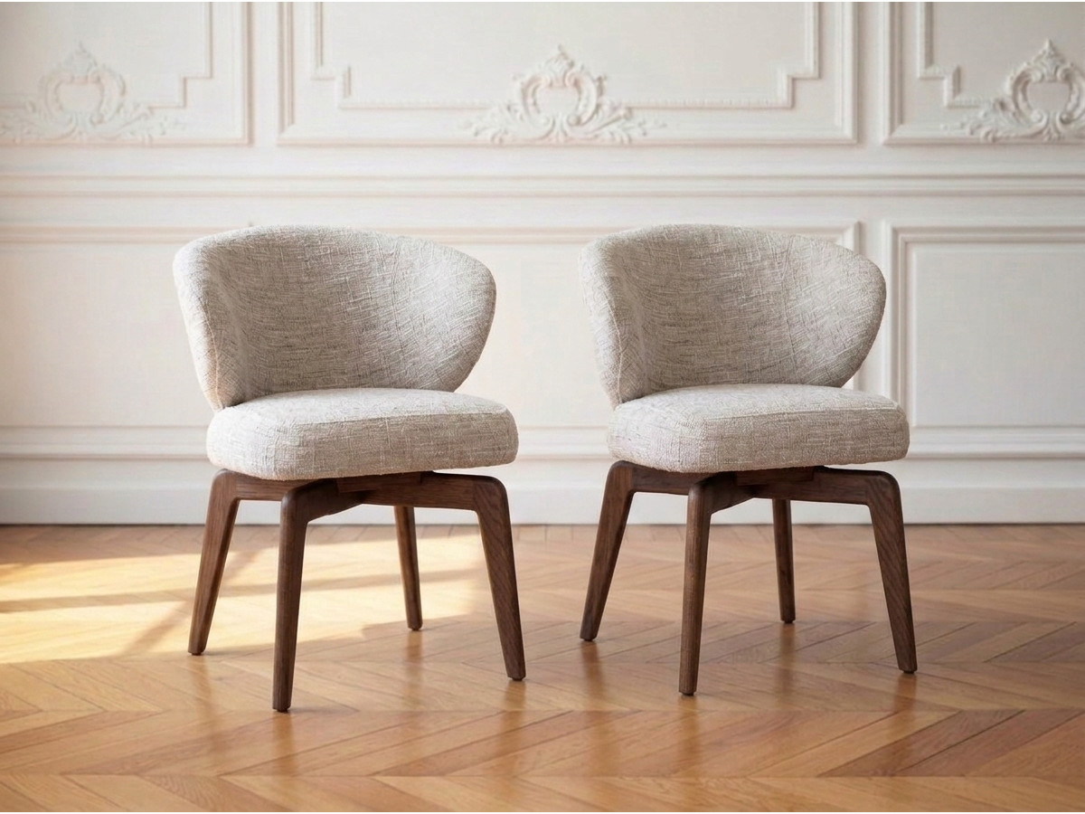 Set van 2 draaistoelen ANNE massief eiken fineer en structuurstof