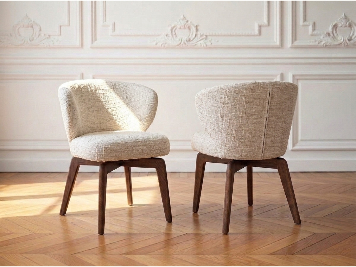 Set van 2 draaistoelen ANNE massief eiken fineer en structuurstof