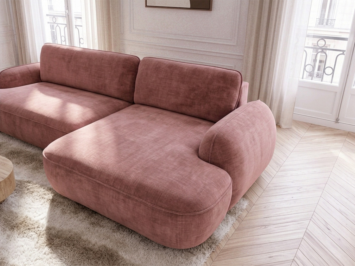 Canapé d'angle convertible CELESTE lisse rose — vue 6